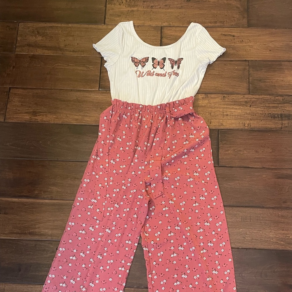 Wild and Free Red Floral Butterfly Jumpsuit